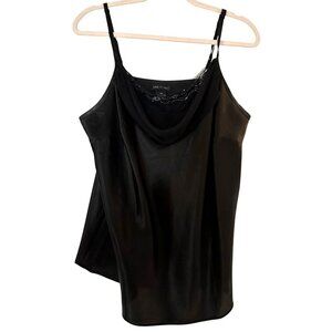 Lane Bryant Womens Top Lined Tank Size 20 Black Silky Sequens Holiday Party